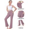 IUGA Girls Flare Leggings High Waist Cute Preppy Clothes for Girls Uniform Pants with Pockets Bell Bottom Pants(Thistle)