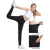 IUGA Girls Leggings with Pockets Dance Athletic Leggings for Girls Elastic Compression Kids Workout Leggings Running Yoga(Black)