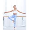IUGA Girls Leggings with Pockets Dance Athletic Leggings for Girls Elastic Compression Kids Workout Leggings Running Yoga(Blue Tie-dye)