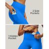 IUGA High Waist Yoga Pants with Pockets, Leggings for Women Tummy Control, Workout Leggings for Women 4 Way Stretch(Azure)