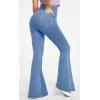 IUGA High Waisted Bell Bottom Jeans for Women Flare Stretchy Jeans Pull On Wide Leg Jean Woman V Cross Flare Leggings Pants(Baby Blue)