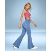 IUGA High Waisted Bell Bottom Jeans for Women Flare Stretchy Jeans Pull On Wide Leg Jean Woman V Cross Flare Leggings Pants(Baby Blue)