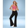 IUGA High Waisted Bell Bottom Jeans for Women Flare Stretchy Jeans Pull On Wide Leg Jean Woman V Cross Flare Leggings Pants(Black)