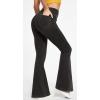 IUGA High Waisted Bell Bottom Jeans for Women Flare Stretchy Jeans Pull On Wide Leg Jean Woman V Cross Flare Leggings Pants(Denim Black)
