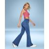 IUGA High Waisted Bell Bottom Jeans for Women Flare Stretchy Jeans Pull On Wide Leg Jean Woman V Cross Flare Leggings Pants(Stormy Blue)