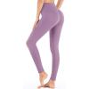 IUGA High Waisted Leggings for Women Running Workout Leggings with Inner Pocket Yoga Pants for Women(Carnation Purple)