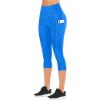 IUGA High Waisted Yoga Pants for Women with Pockets Capri Leggings for Women Workout Leggings for Women Yoga Capris(Azure)