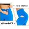 IUGA High Waisted Yoga Pants for Women with Pockets Capri Leggings for Women Workout Leggings for Women Yoga Capris(Azure)