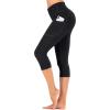 IUGA High Waisted Yoga Pants for Women with Pockets Capri Leggings for Women Workout Leggings for Women Yoga Capris(Black-capri)