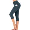 IUGA High Waisted Yoga Pants for Women with Pockets Capri Leggings for Women Workout Leggings for Women Yoga Capris(Dark Green)