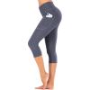 IUGA High Waisted Yoga Pants for Women with Pockets Capri Leggings for Women Workout Leggings for Women Yoga Capris(Gray)
