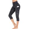 IUGA High Waisted Yoga Pants for Women with Pockets Capri Leggings for Women Workout Leggings for Women Yoga Capris(Gray Camo)