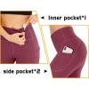 IUGA High Waisted Yoga Pants for Women with Pockets Capri Leggings for Women Workout Leggings for Women Yoga Capris(Maroon)