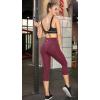 IUGA High Waisted Yoga Pants for Women with Pockets Capri Leggings for Women Workout Leggings for Women Yoga Capris(Maroon)