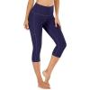 IUGA High Waisted Yoga Pants for Women with Pockets Capri Leggings for Women Workout Leggings for Women Yoga Capris(Navy Blue)