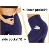 IUGA High Waisted Yoga Pants for Women with Pockets Capri Leggings for Women Workout Leggings for Women Yoga Capris(Navy Blue)