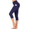IUGA High Waisted Yoga Pants for Women with Pockets Capri Leggings for Women Workout Leggings for Women Yoga Capris(Navy Blue)