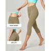 IUGA High Waisted Yoga Pants for Women with Pockets Capri Leggings for Women Workout Leggings for Women Yoga Capris(Olive)