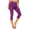 IUGA High Waisted Yoga Pants for Women with Pockets Capri Leggings for Women Workout Leggings for Women Yoga Capris(Purple)