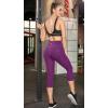 IUGA High Waisted Yoga Pants for Women with Pockets Capri Leggings for Women Workout Leggings for Women Yoga Capris(Purple)
