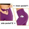 IUGA High Waisted Yoga Pants for Women with Pockets Capri Leggings for Women Workout Leggings for Women Yoga Capris(Purple)