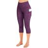 IUGA High Waisted Yoga Pants for Women with Pockets Capri Leggings for Women Workout Leggings for Women Yoga Capris(Space Dye Purple)