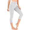 IUGA High Waisted Yoga Pants for Women with Pockets Capri Leggings for Women Workout Leggings for Women Yoga Capris(Space Dye White)