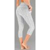 IUGA High Waisted Yoga Pants for Women with Pockets Capri Leggings for Women Workout Leggings for Women Yoga Capris(Space Dye White)