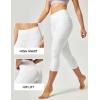 IUGA High Waisted Yoga Pants for Women with Pockets Capri Leggings for Women Workout Leggings for Women Yoga Capris(White)