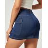 IUGA Jean Skirts for Women Denim High Stretch Cargo Skirt with Shorts Denim Skort Mini Jean Skort Y2k Skirt with Pockets(Dark Blue)