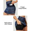 IUGA Jean Skirts for Women Denim High Stretch Cargo Skirt with Shorts Denim Skort Mini Jean Skort Y2k Skirt with Pockets(Wash Blue)
