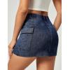 IUGA Jean Skirts for Women Denim High Stretch Cargo Skirt with Shorts Denim Skort Mini Jean Skort Y2k Skirt with Pockets(Wash Blue)