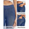 IUGA Jeggings for Women Pull On Capri Jeans Stretchy Jean Capris High Waisted Denim Capri Leggings Casual Pants with Pockets(Light Blue Monkey Wash)