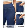 IUGA Jeggings for Women Pull On Capri Jeans Stretchy Jean Capris High Waisted Denim Capri Leggings Casual Pants with Pockets(Stormy Blue)