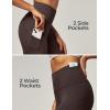 IUGA Leggings with Pockets for Women High Waisted Yoga Pants Women Tummy Control Workout Compression Running Leggings(Brown)