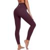 IUGA Leggings with Pockets for Women High Waisted Yoga Pants Women Tummy Control Workout Compression Running Leggings(Matte Maroon)