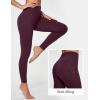 IUGA Leggings with Pockets for Women High Waisted Yoga Pants Women Tummy Control Workout Compression Running Leggings(Matte Maroon)