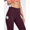 IUGA Leggings with Pockets for Women High Waisted Yoga Pants Women Tummy Control Workout Compression Running Leggings(Matte Maroon)