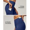 IUGA Leggings with Pockets for Women High Waisted Yoga Pants Women Tummy Control Workout Compression Running Leggings(Navy Blue)