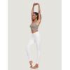 IUGA Leggings with Pockets for Women High Waisted Yoga Pants Women Tummy Control Workout Compression Running Leggings(White)