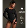 IUGA Long Sleeve Bodysuits for Women Crew Neck Body suit Women’s Slimming Basic Tummy Control Bodysuit Tops(Black)
