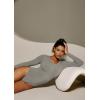 IUGA Long Sleeve Bodysuits for Women Crew Neck Body suit Women’s Slimming Basic Tummy Control Bodysuit Tops(Elephant Gray)
