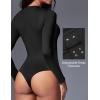 IUGA Long Sleeve Bodysuits for Women Crew Neck Body suit Women’s Slimming Basic Tummy Control Bodysuit Tops(Fleece Lined Black)