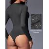IUGA Long Sleeve Bodysuits for Women Crew Neck Body suit Women’s Slimming Basic Tummy Control Bodysuit Tops(Fleece Lined Grey)