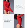 IUGA Long Sleeve Bodysuits for Women Crew Neck Body suit Women’s Slimming Basic Tummy Control Bodysuit Tops(Fleece Lined Red)