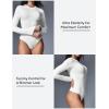 IUGA Long Sleeve Bodysuits for Women Crew Neck Body suit Women’s Slimming Basic Tummy Control Bodysuit Tops(Fleece Lined White)