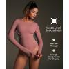 IUGA Long Sleeve Bodysuits for Women Crew Neck Body suit Women’s Slimming Basic Tummy Control Bodysuit Tops(Merlot)