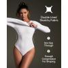 IUGA Long Sleeve Bodysuits for Women Crew Neck Body suit Women’s Slimming Basic Tummy Control Bodysuit Tops(White)