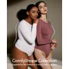 IUGA Long Sleeve Bodysuits for Women Crew Neck Body suit Women’s Slimming Basic Tummy Control Bodysuit Tops(White)
