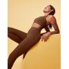 IUGA No Front Seam Leggings with Pockets for Women Buttery Soft Tummy Control Workout Leggings High Waisted Yoga Pants(Brown)